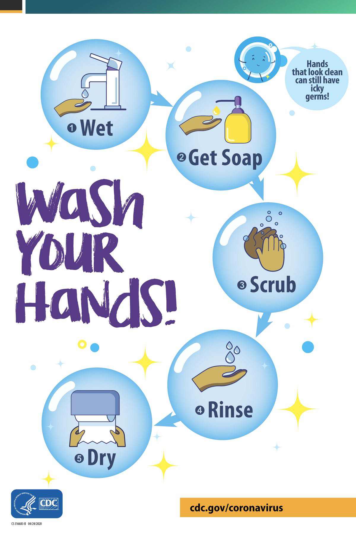 wash your hands bubbles poster